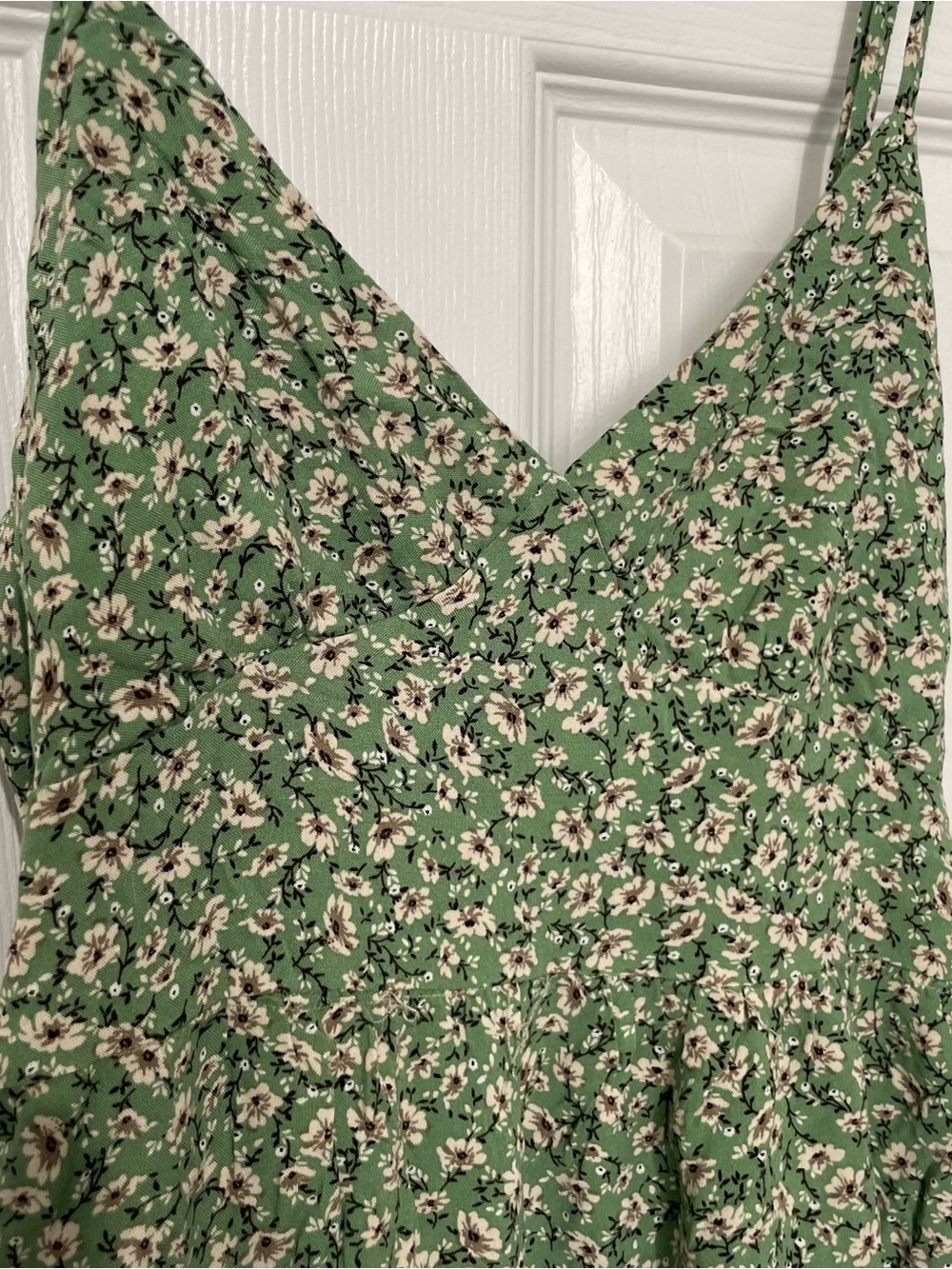 Oh Polly Green Floral V-Neck Camisole with Cream Flowers